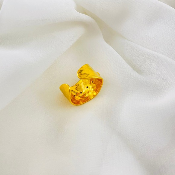 ANIYAH Neutral Irregular Color Rhinestone Band Gold Plated Open Ring - Picture 10 of 11